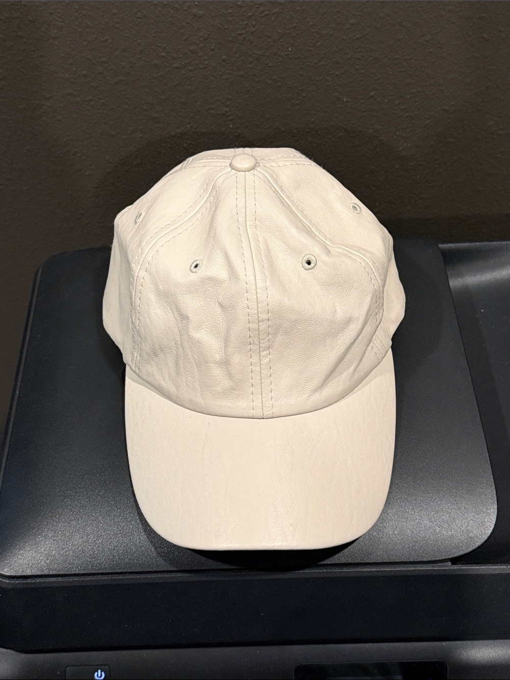 San Diego hat co Cream Leather Baseball Cap